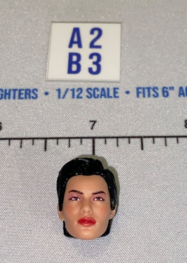 1/12 Scale Female Head Sculpt with Short Dark Hair and Red Lips - GI Joe Classified