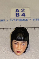 1/12 Scale Female Head Sculpt with Black Updo Hair and Red Lips