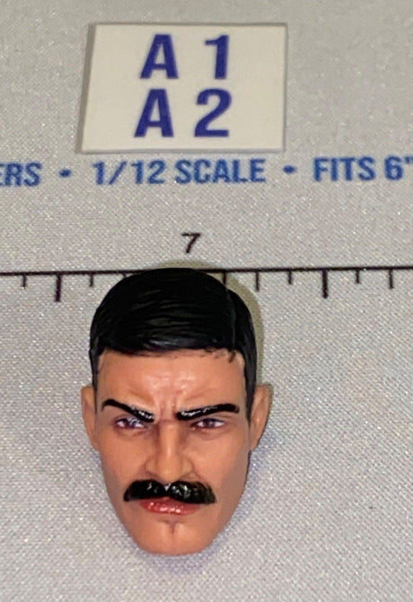 1/12 Scale Male Head Sculpt with Black Hair and Mustache - GI Joe Classified