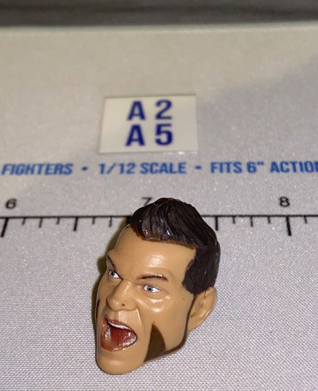 1/12 Scale Male Head Sculpt with Dark Hair and Open Mouth - Mattel WWE