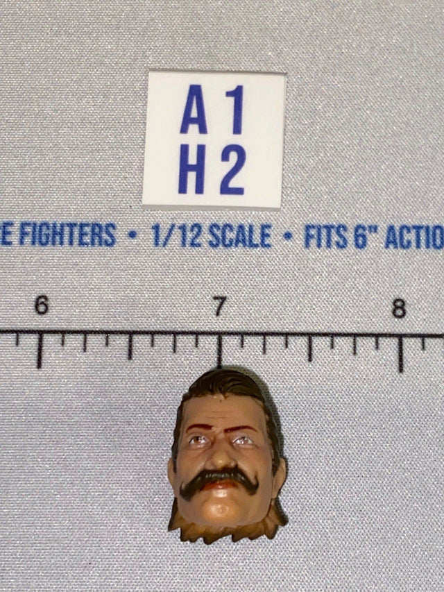 1/12 Scale Male Head Sculpt with Brown Hair and Mustache - GI Joe Classified