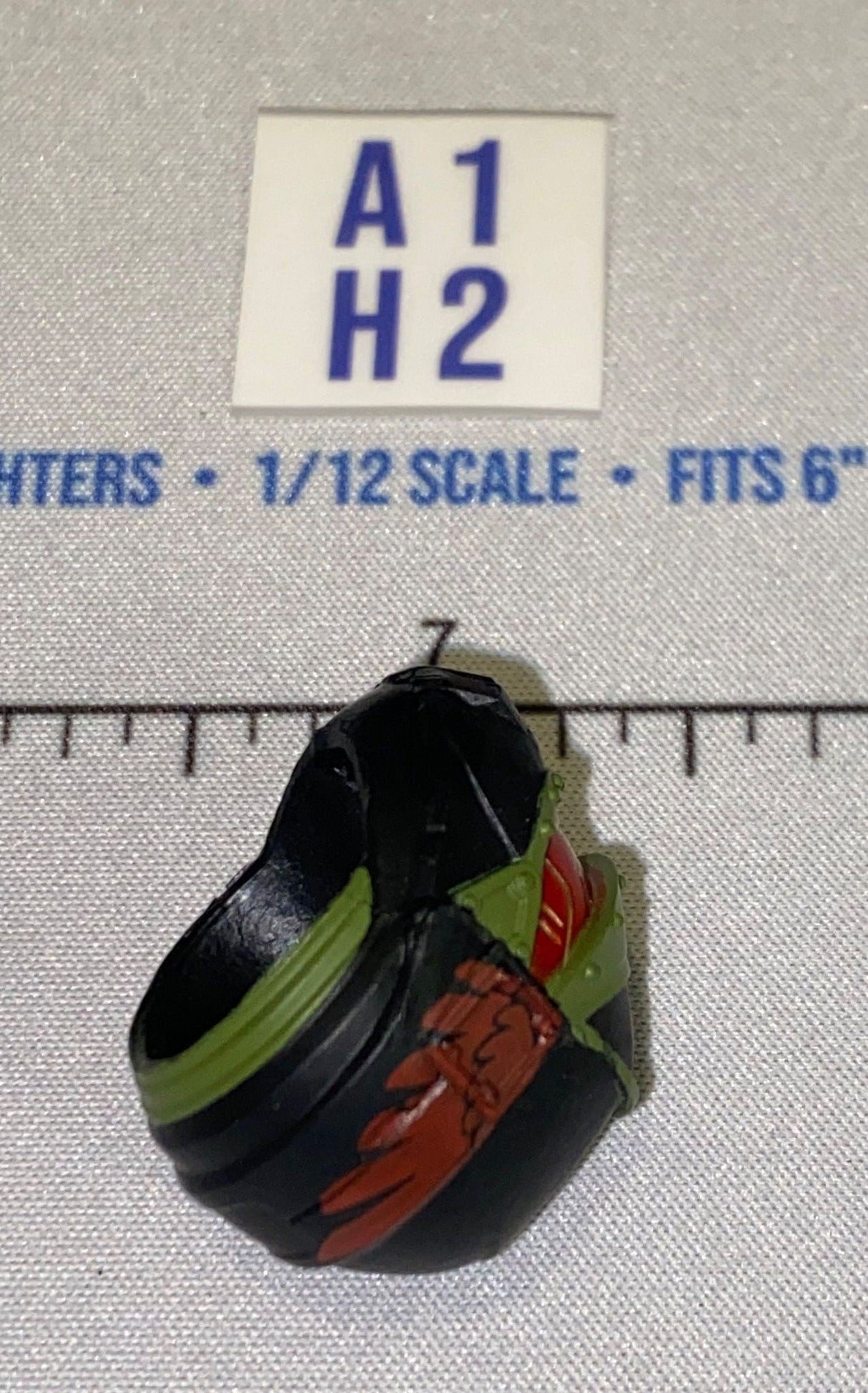 1/12 Scale GI Joe Classified Modern Era Sci-Fi Full Face Helmet with Red Visor - Black and Green