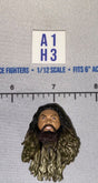 1/12 Scale Male Head Sculpt with Long Dark Hair and Beard - Mattel WWE