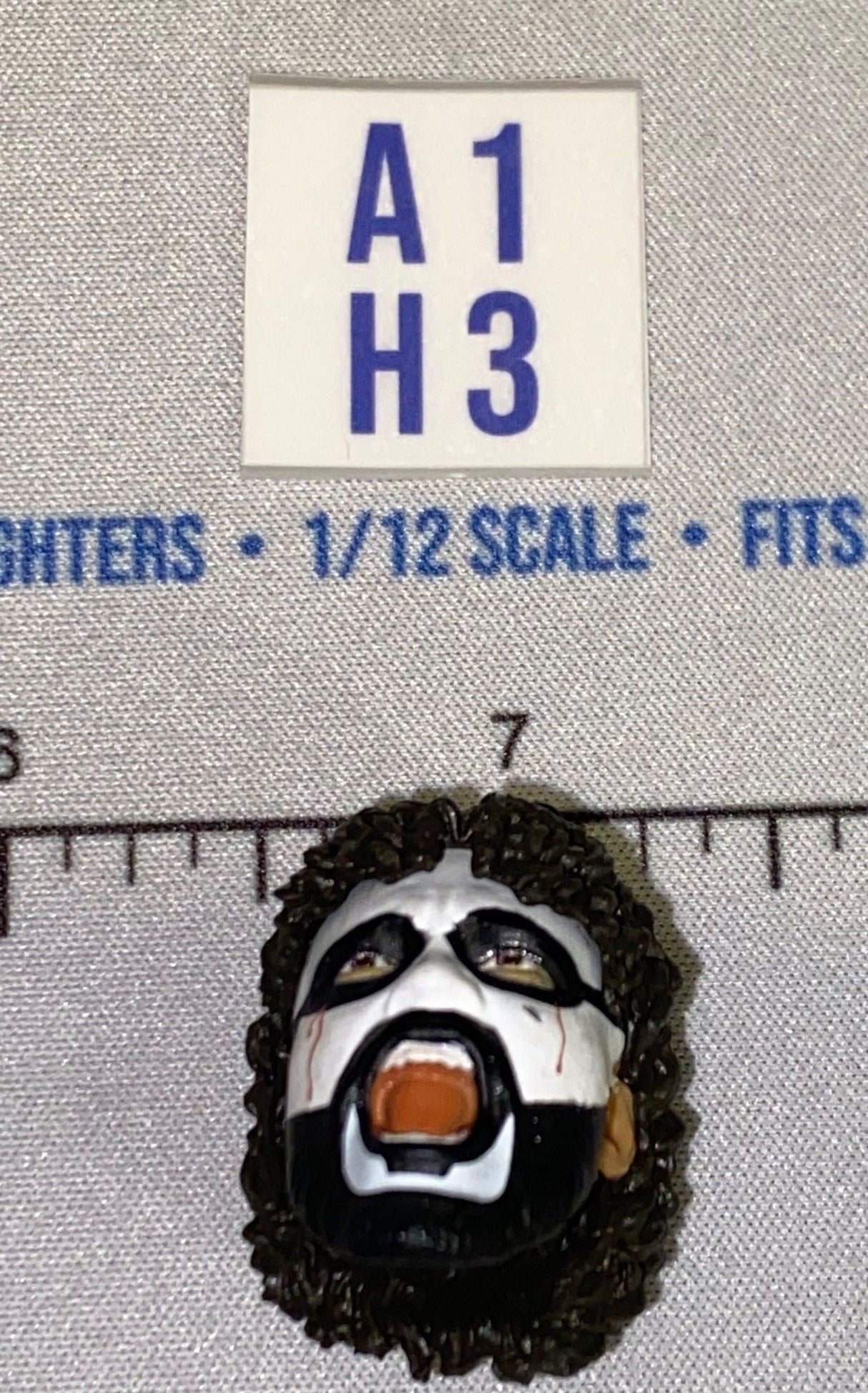 1/12 Scale Male Head Sculpt with Partial Mask and Dark Hair - Mattel WWE