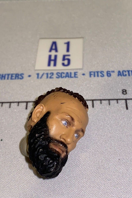 1/12 Scale Male Head Sculpt with Black Beard and Braided Hair - Mattel WWE