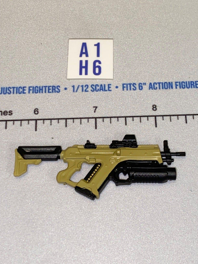 1/12 Scale Modern Era Bullpup Assault Rifle with Underbarrel Grenade Launcher and Red Dot Optic - Valaverse