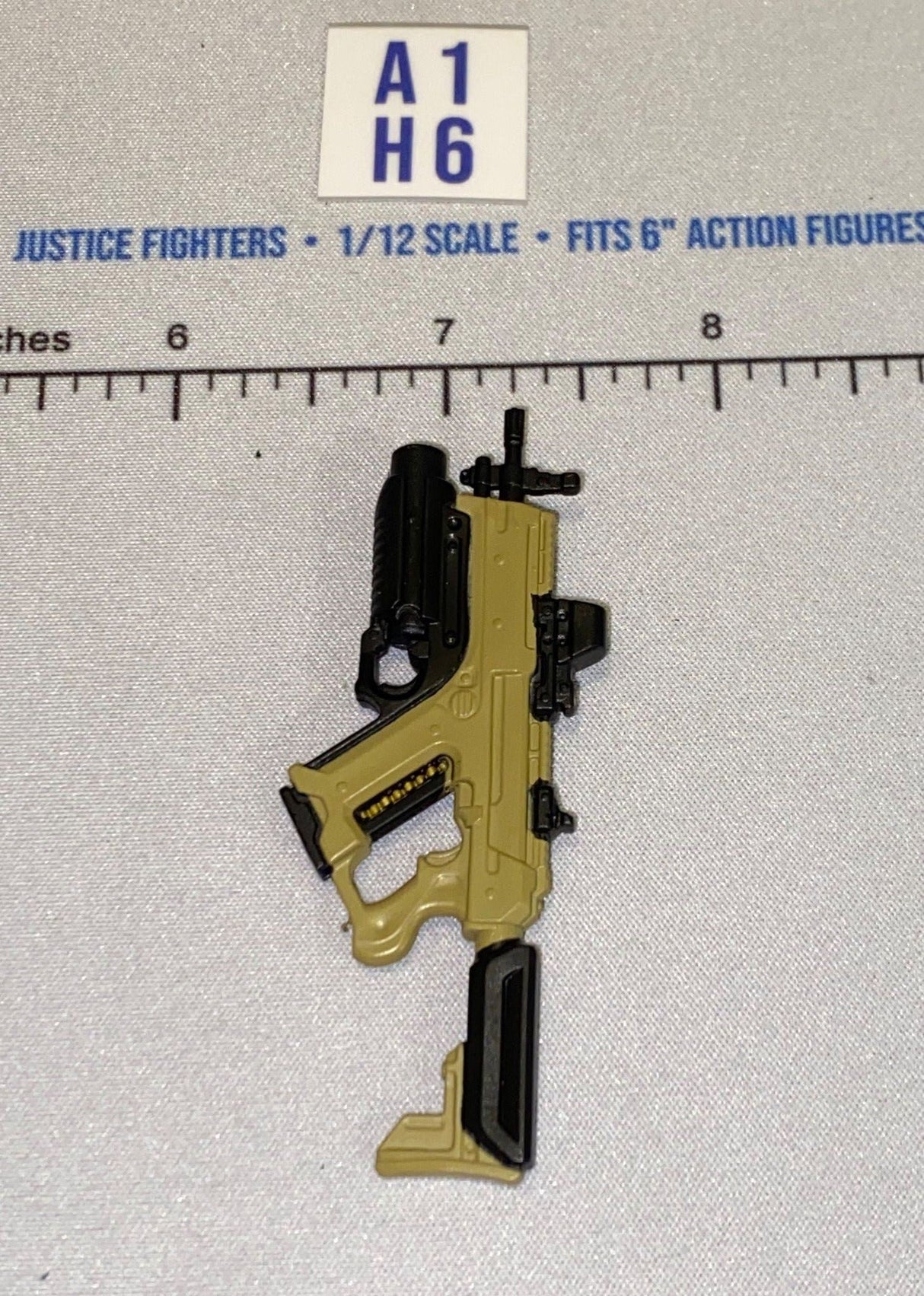 1/12 Scale Modern Era Bullpup Assault Rifle with Underbarrel Grenade Launcher and Red Dot Optic - Valaverse
