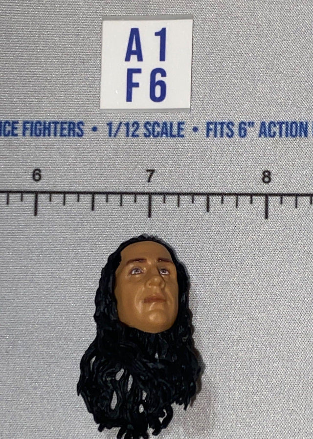 1/12 Scale Head Sculpt with Long Black Hair - Mattel WWE