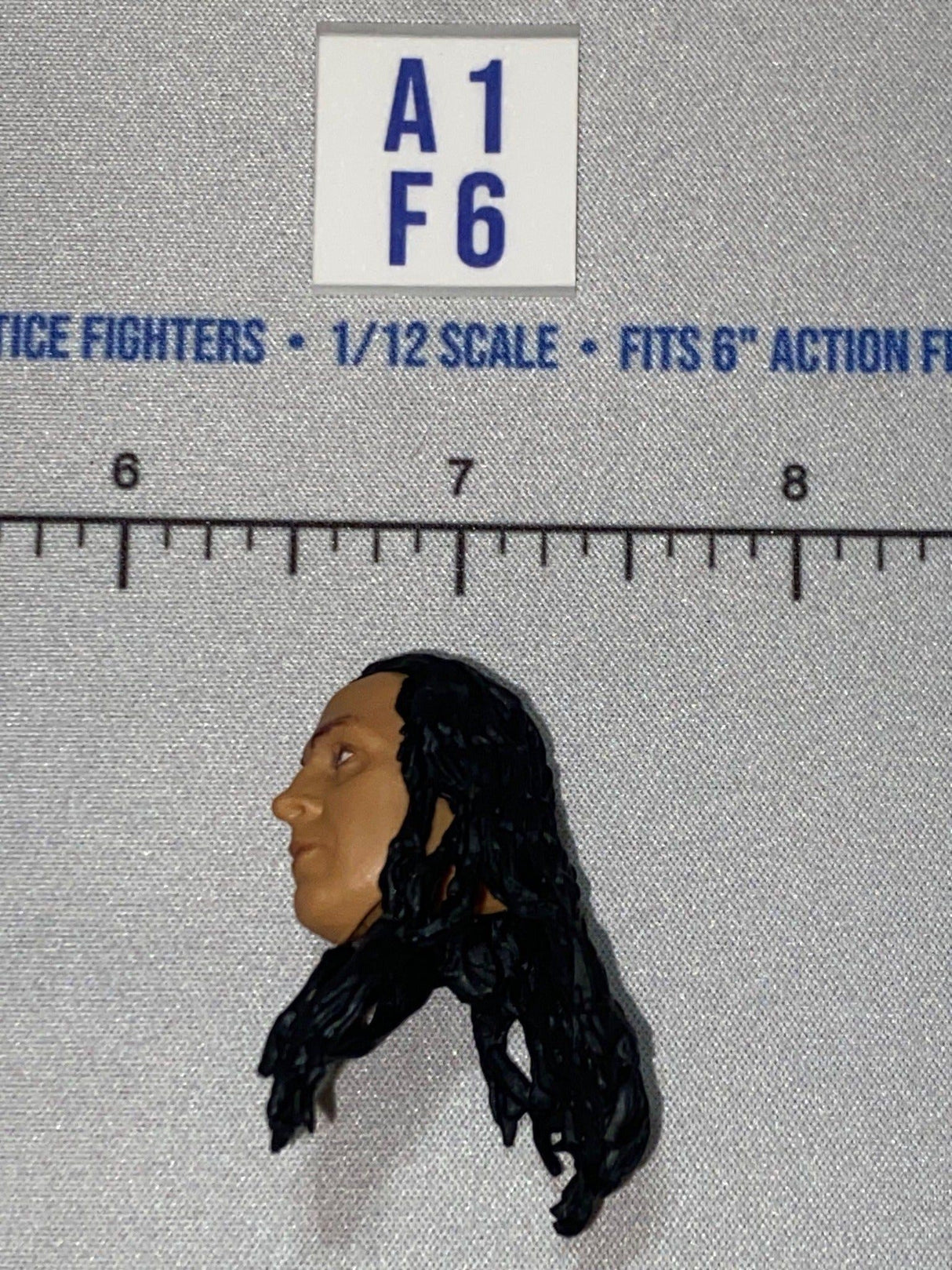 1/12 Scale Head Sculpt with Long Black Hair - Mattel WWE