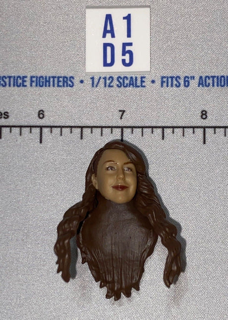 1/12 Scale Head Sculpt - Female with Long Brown Hair - Mattel WWE