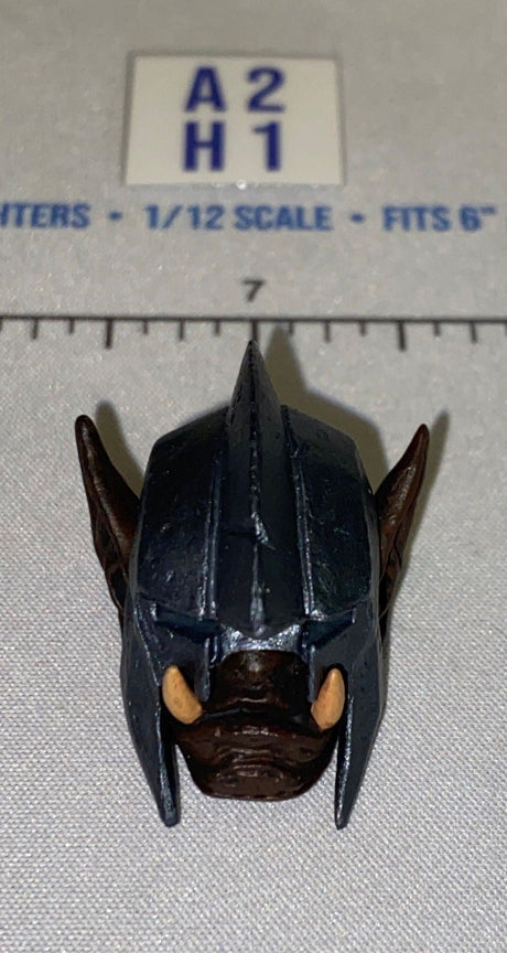 1/12 Scale Medieval Fantasy Armored Orc Head Sculpt, Dark Blue - Four Horsemen - Mythic Legions
