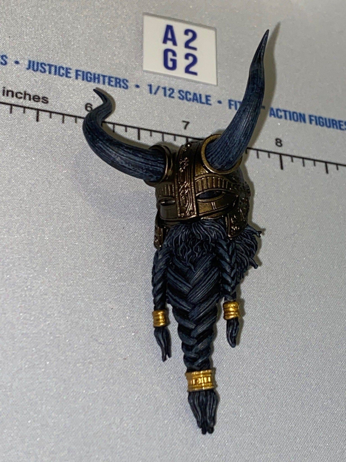1/12 Scale Four Horsemen - Mythic Legions Fantasy Troll Warrior Helmet Head Sculpt with Braided Hair and Horns
