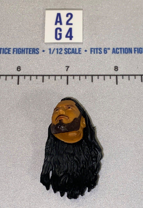 1/12 Scale Male Head Sculpt with Long Hair and Beard - Mattel WWE