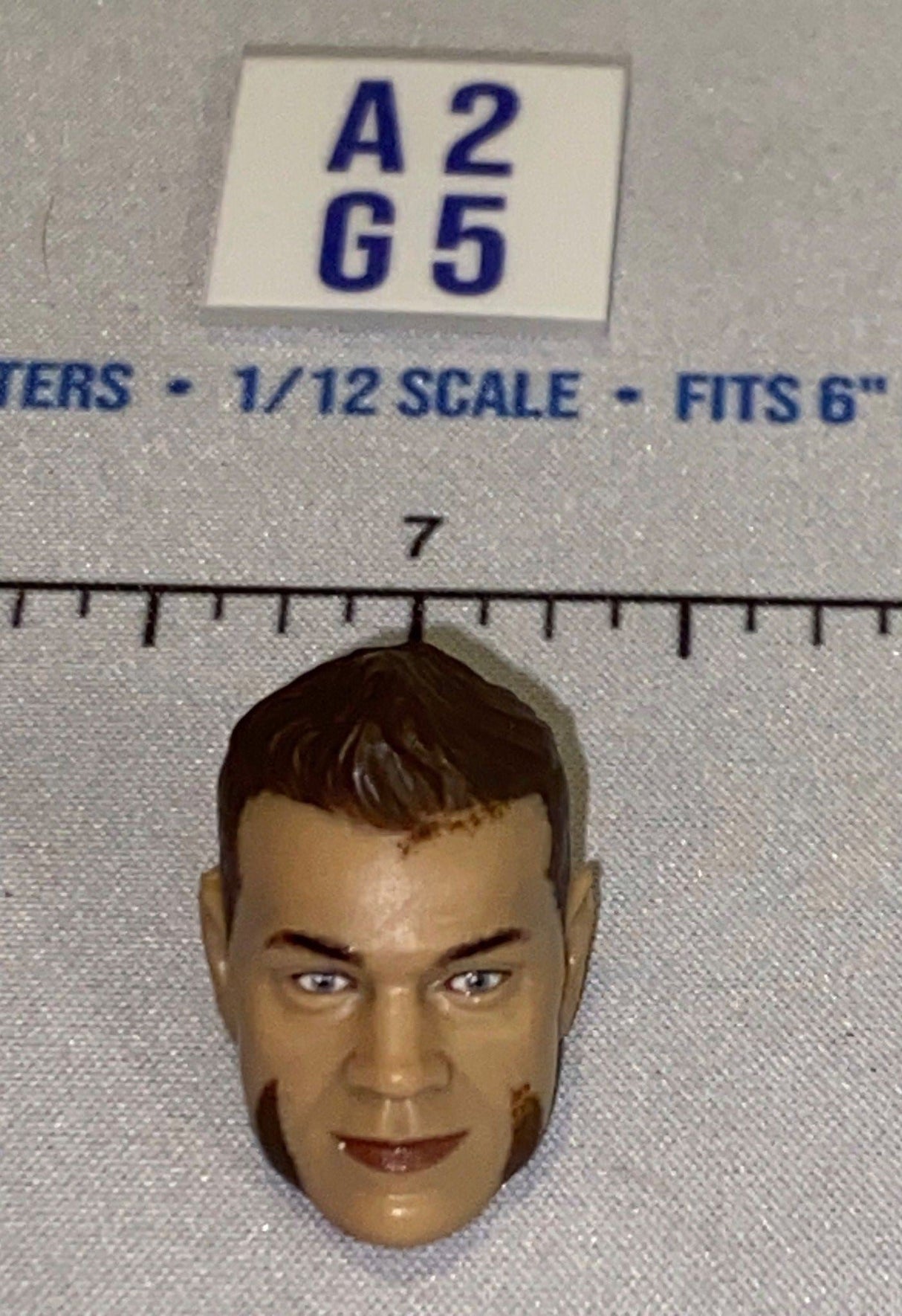 1/12 Scale Male Head Sculpt with Brown Hair - Mattel WWE