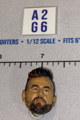 1/12 Scale Male Head Sculpt with Dark Hair and Beard - Mattel WWE