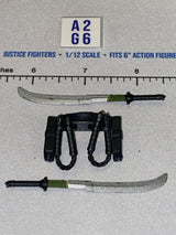 1/12 Scale GI Joe Classified Modern Era Ninja Dual Sword Back Harness Set w/ Nunchucks
