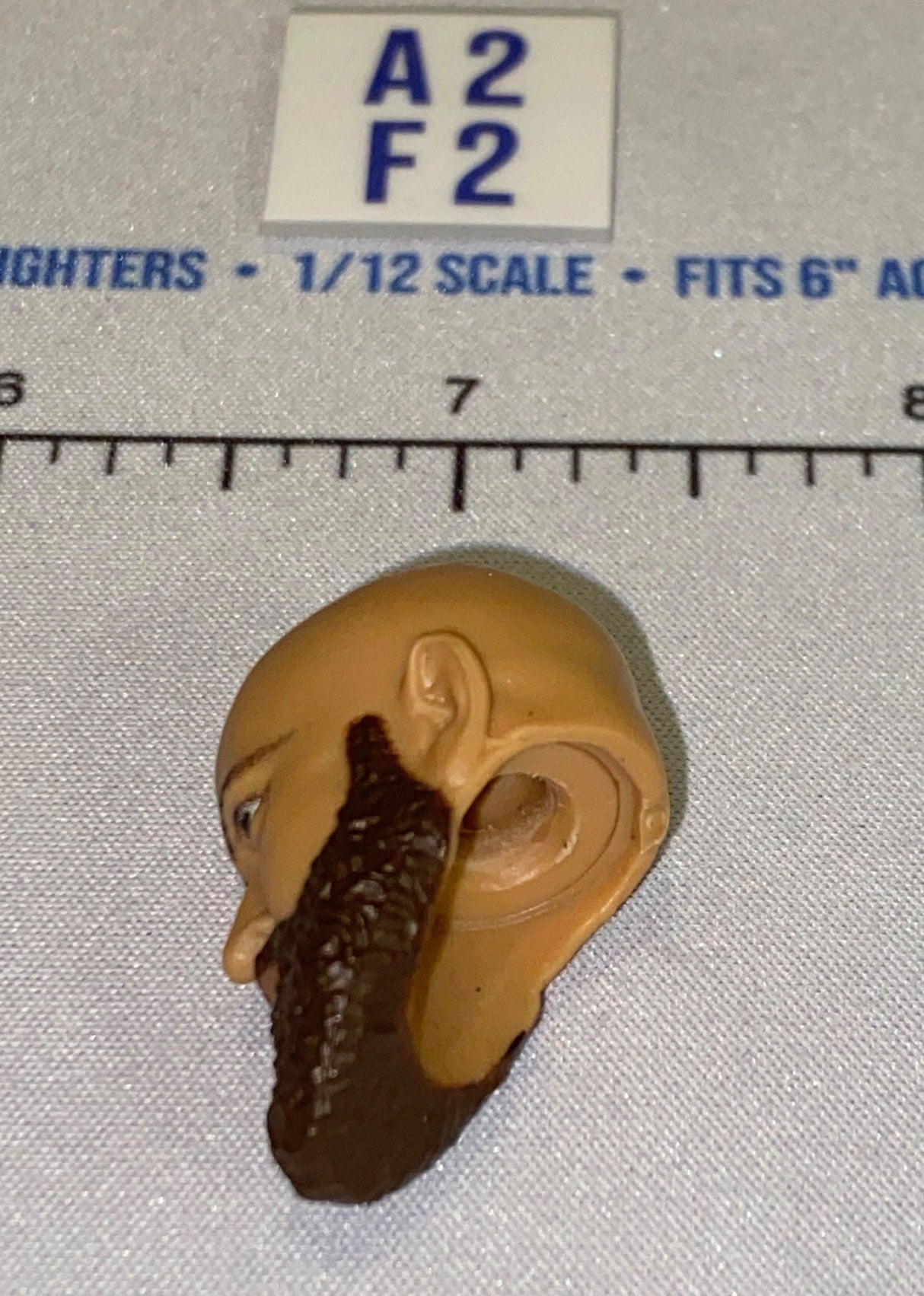 1/12 Scale Bald Male Head Sculpt with Dark Beard - Mattel WWE