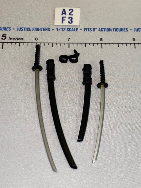 1/12 Scale Ninja Katana and Wakizashi Sword Set with Scabbards - Icon Heroes