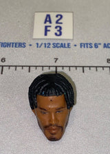 1/12 Scale Male Head Sculpt with Dreadlocks and Goatee - Mattel WWE