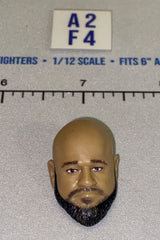 1/12 Scale Bald Male Head Sculpt with Dark Beard - Mattel WWE