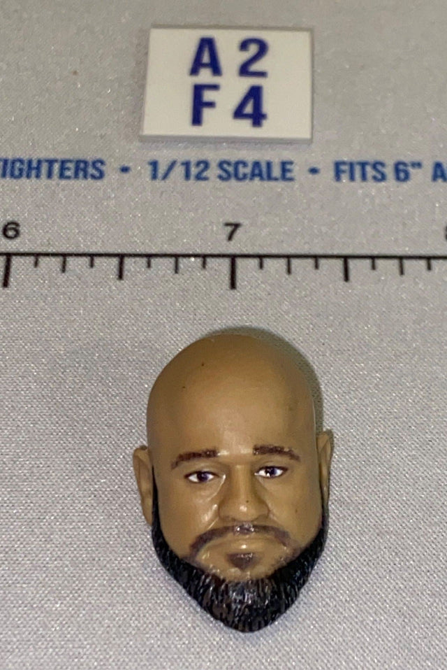 1/12 Scale Bald Male Head Sculpt with Dark Beard - Mattel WWE