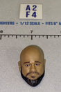 1/12 Scale Bald Male Head Sculpt with Dark Beard - Mattel WWE
