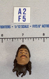 1/12 Scale Male Head Sculpt with Long Dark Hair and Mustache - Mattel WWE