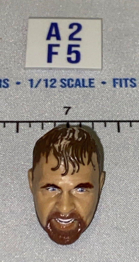 1/12 Scale Male Head Sculpt with Brown Hair and Open Mouth - Mattel WWE
