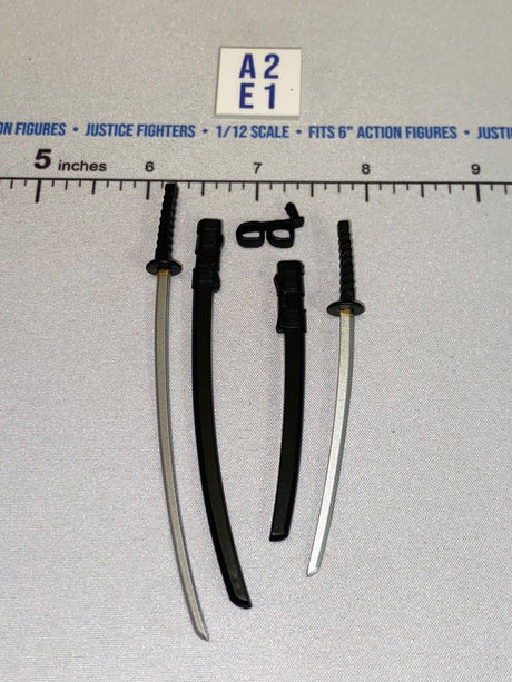 1/12 Scale Icon Heroes Medieval Japanese Katana and Wakizashi Sword Set with Scabbards