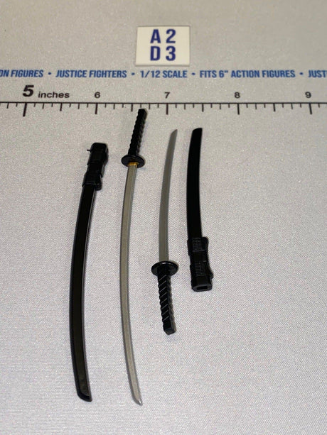 1/12 Scale Icon Heroes Medieval Japanese Katana and Wakizashi Sword Set with Scabbards