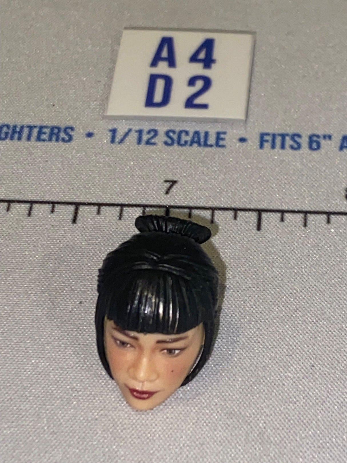 1/12 Scale GI Joe Classified Asian Female Head Sculpt with Black Updo Hair