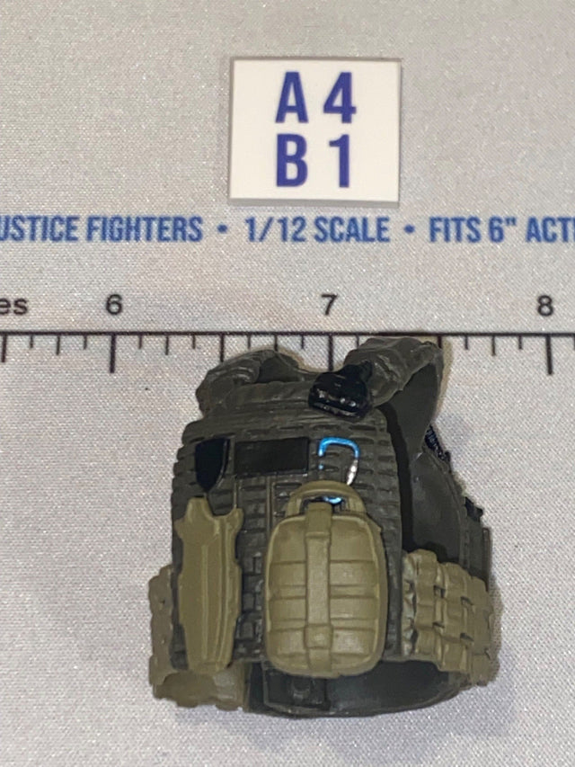 1/12 Scale Valaverse Modern Era Olive Drab Tactical Plate Carrier Vest with Ammunition Pouches
