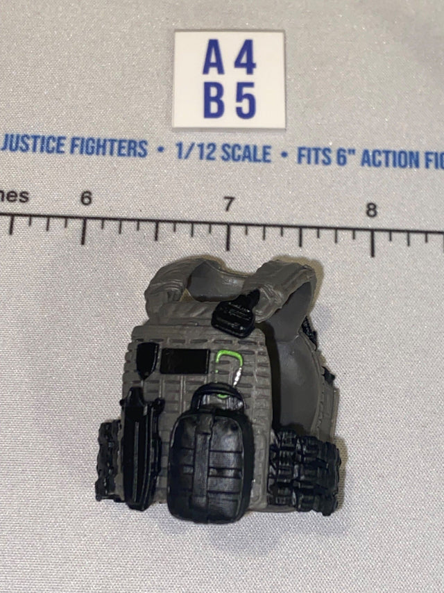 1/12 Scale Modern Era Grey Tactical Plate Carrier Vest with Ammunition Pouches - Valaverse