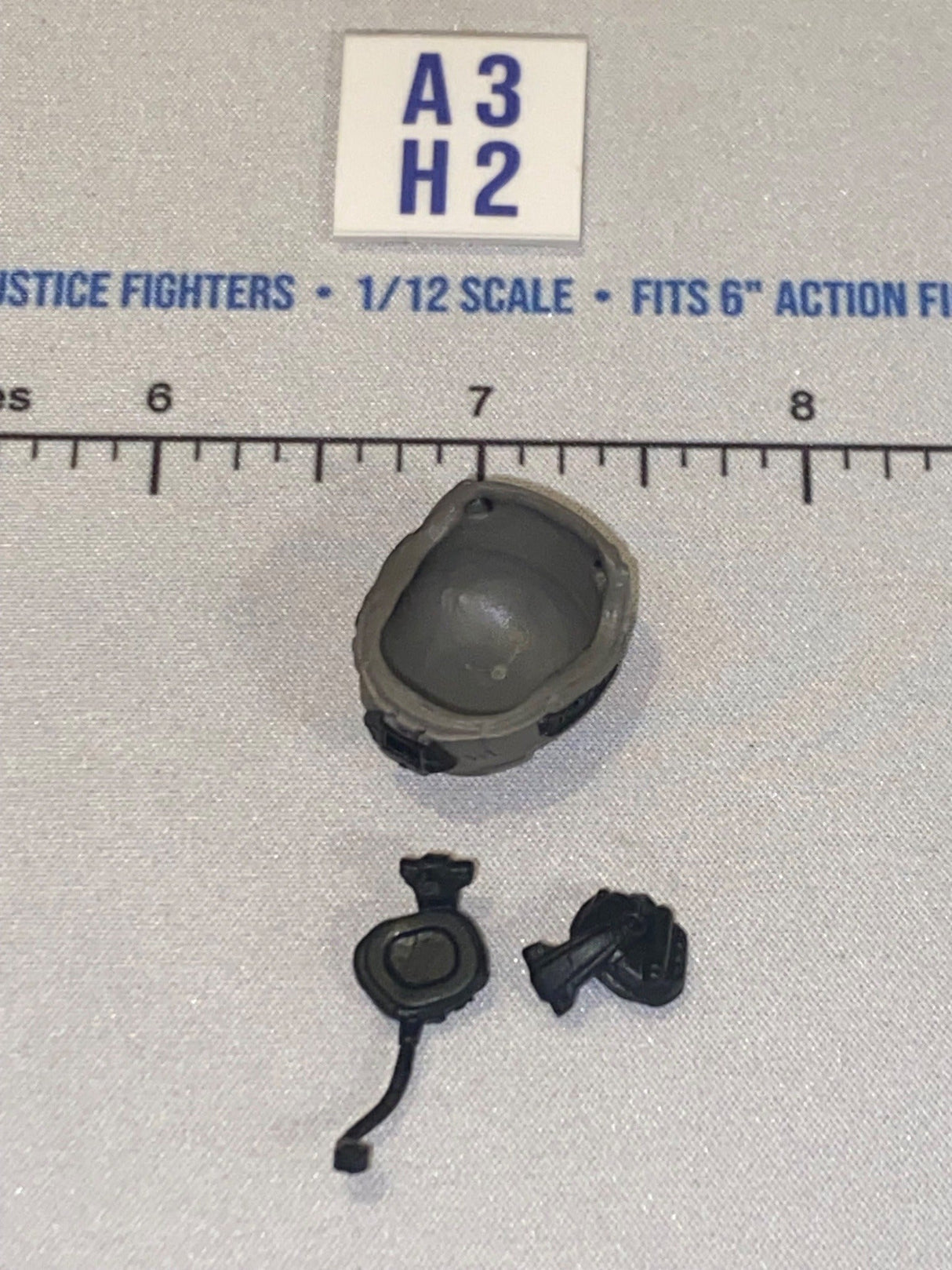 1/12 Scale Modern Era Gray Tactical Helmet with Communications Headset - Valaverse