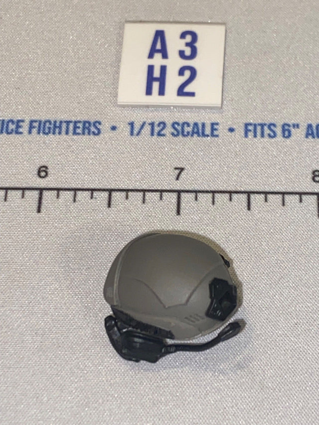 1/12 Scale Modern Era Gray Tactical Helmet with Communications Headset - Valaverse