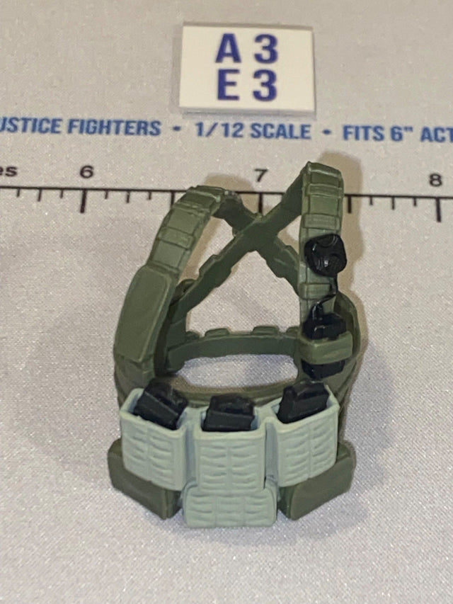 1/12 Scale Modern Era Olive Drab Tactical Chest Rig with Ammunition Pouches - Valaverse