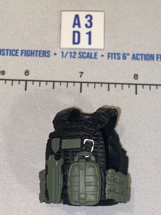 1/12 Scale Modern Era Black and Olive Drab Tactical Body Armor Vest - Valaverse