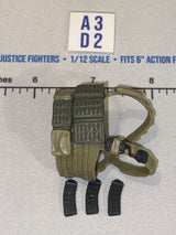 1/12 Scale Modern Era Tan Tactical Chest Rig with Ammunition Pouches - Valaverse