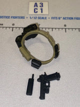 1/12 Scale Modern Era Tan and Black Pistol Holster Belt Set - Valaverse