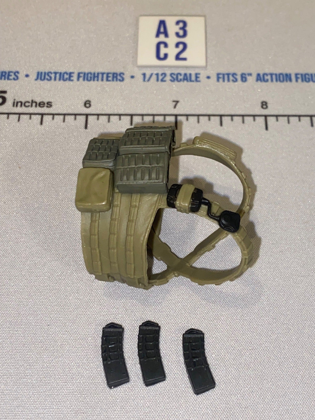 1/12 Scale Modern Era Tan Tactical Chest Rig with Ammunition Pouches - Valaverse