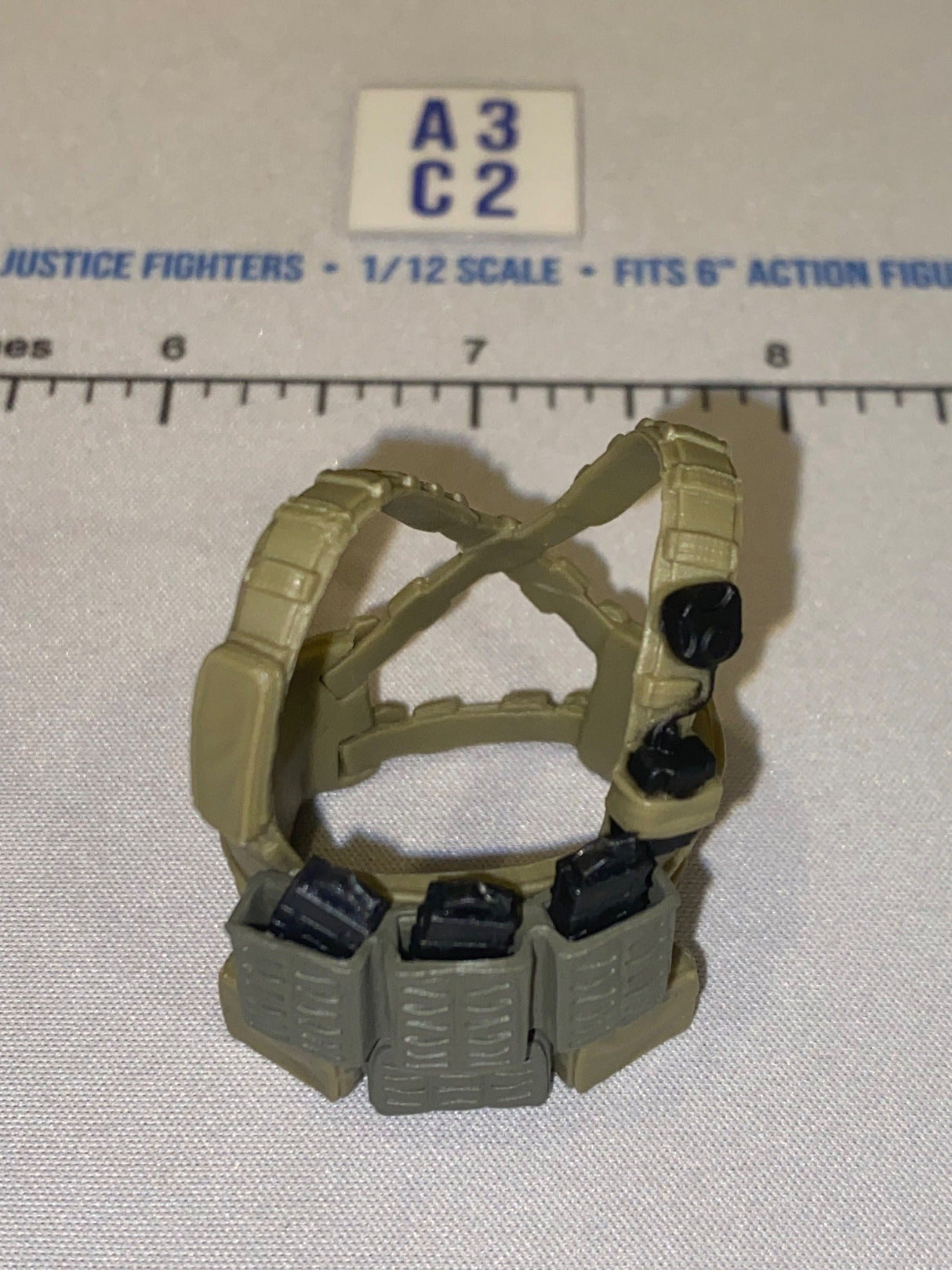 1/12 Scale Modern Era Tan Tactical Chest Rig with Ammunition Pouches - Valaverse
