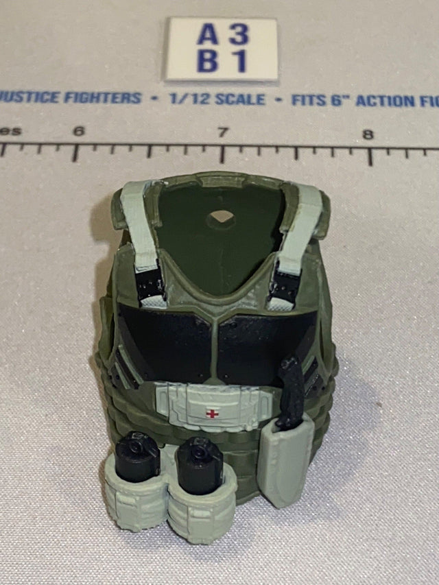 1/12 Scale Modern Era Green Tactical Body Armor Vest with Grenades - Valaverse