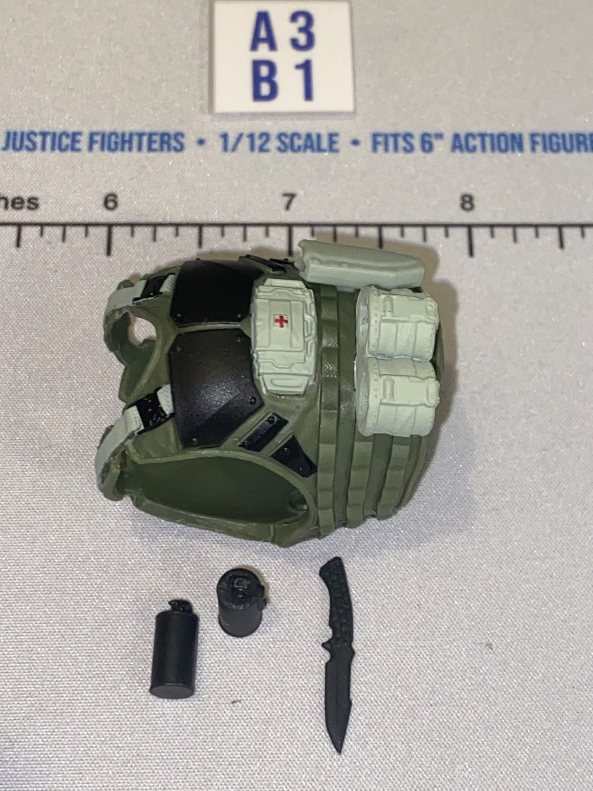 1/12 Scale Modern Era Green Tactical Body Armor Vest with Grenades - Valaverse