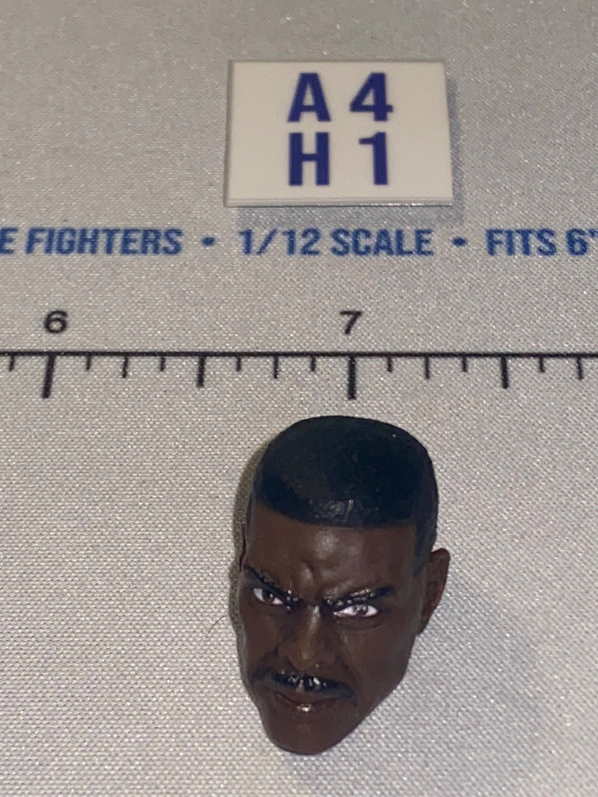1/12 Scale Male Head Sculpt with Dark Hair and Mustache - GI Joe Classified