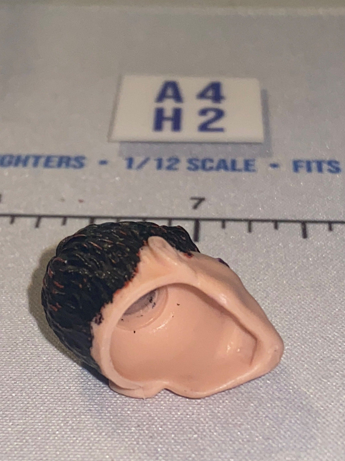 1/12 Scale Male Head Sculpt with Dark Hair - Stern Expression