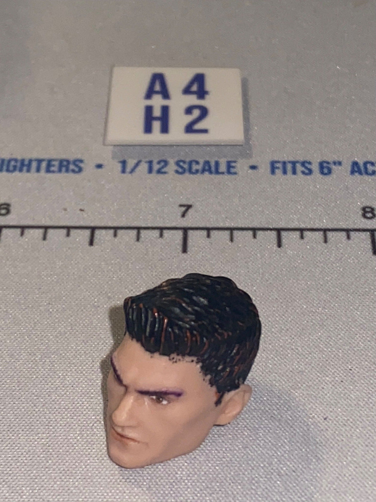1/12 Scale Male Head Sculpt with Dark Hair - Stern Expression