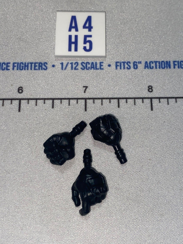 1/12 Scale Interchangeable Black Fist Hands Set