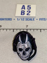 1/12 Scale Modern Era Tactical Skull Face Mask Head with Headset - Valaverse