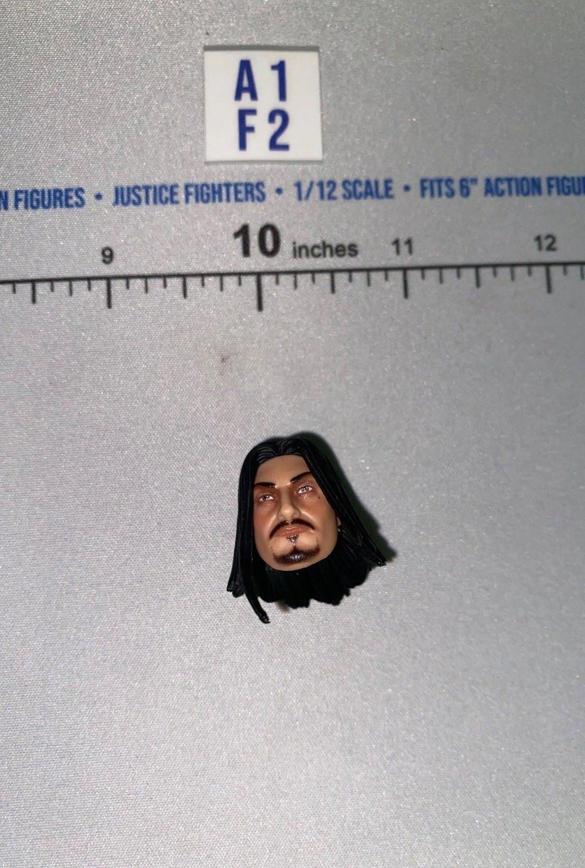 1/12 Scale Male Head Sculpt with Long Dark Hair and Goatee