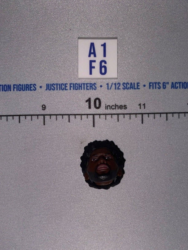 1/12 Scale Male Head Sculpt with Short Dark Curly Hair - African American